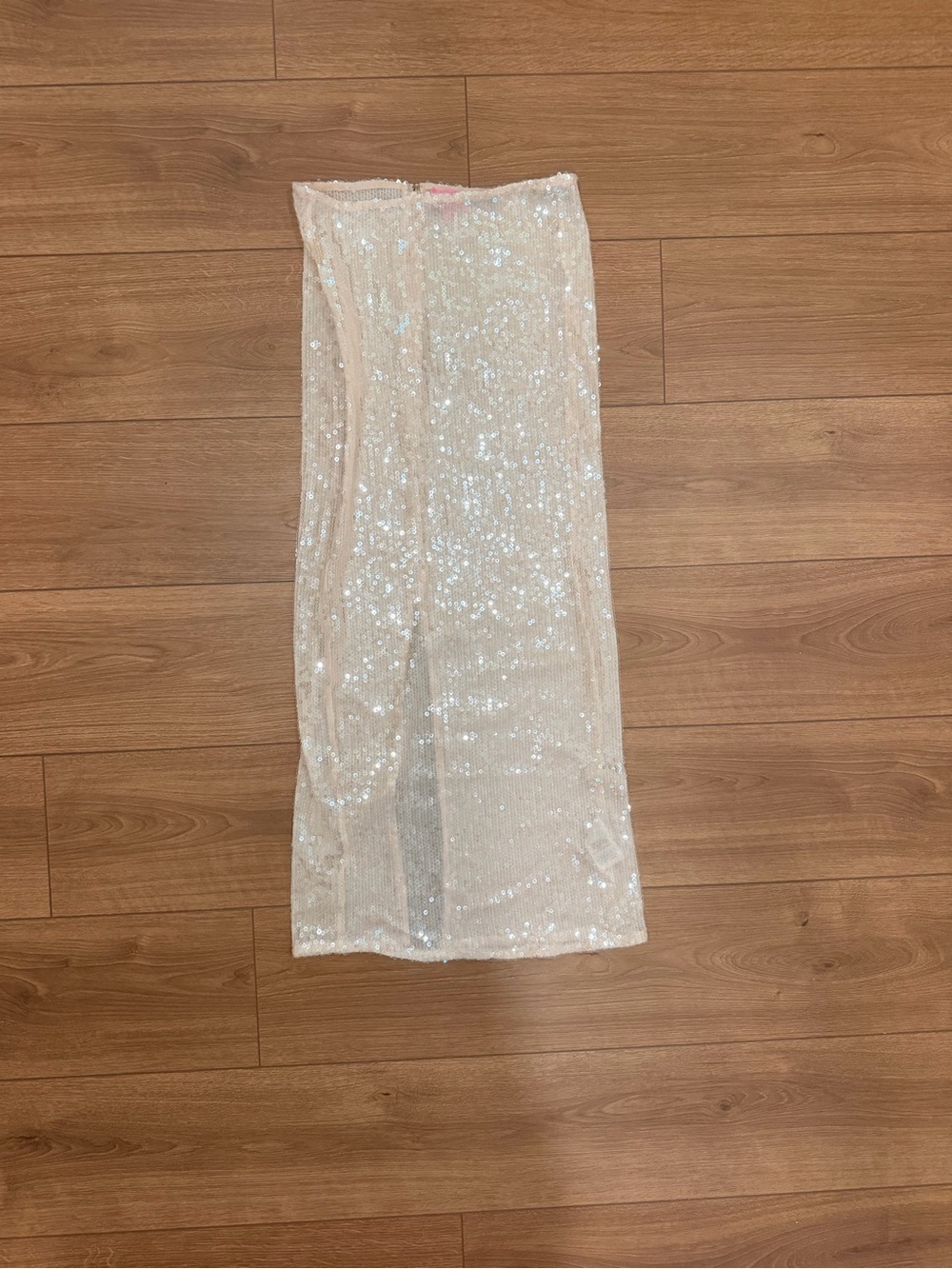 Edikted Ivory Sequin Maxi Skirt